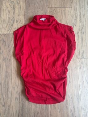 Michael Stars Bright Red Ribbed Cowl Neck Sleeveless Top XS